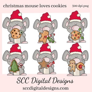 Christmas Mouse PNG, Xmas Cookie, Chubby Mice Gingerbread DIY Gift for Her, Exclusive Clipart, Instant Download, Commercial Use Clip Art Set