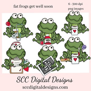 Fat Frogs Get Well Soon Clipart, #1 Doc, #1 Nurse, X-ray, Medical Chart, Teacher Resources, Instant Download, Commercial Use, Clip Art Set