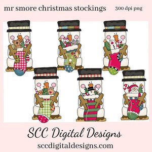 Smore PNG, Weihnachtsstrümpfe, Schneemann Schneemänner, Weihnachtsmann Bär, DIY Geschenk für Sie, Exklusive Clipart, Sofort Download, kommerzielle Nutzung Clip Art