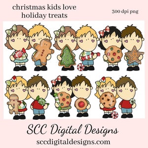 Weihnachten Kinder PNG, Jungen Mädchen, Weihnachtsplätzchen, Lebkuchen, DIY Geschenk für Sie, Exklusive Clipart, Sofort Download, kommerzielle Nutzung Clip Art