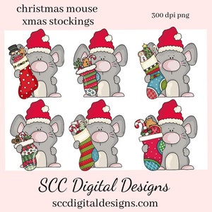 Weihnachtsmaus PNG, Weihnachtsstrümpfe, Nussknacker, DIY Geschenk für Sie, Sofort Download, exklusive Clipart, kommerzielle Nutzung Clip Art
