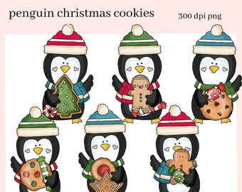 Christmas Penguin PNG, Holiday Cookies, Xmas Candy Tree, DIY Gift for Her, Instant Download, Exclusive Clipart, Commercial Use Clip Art
