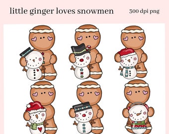 Gingerbread PNG, Snowman Snowmen, Santa Hat, DIY Gift for Her, Instant Download, Exclusive Clipart, Commercial Use Clip Art Set