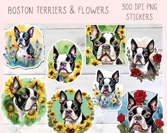 Boston Terrier Digital Stickers for Planners & Scrapbooking, Printable Pre-Cropped Stickers Paper Planner Accessories for the Dog Lover