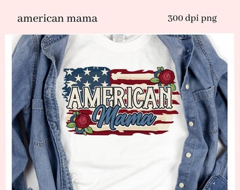 American Mama Clipart - Create Patriotic T-Shirts, Hoodies, Mugs, Tumblers & More! Patriots' Military Hero Mom's Tee