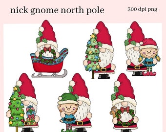 Christmas Gnome PNG, St Nick, Elf, Xmas Tree, Holiday Wreath, DIY Gift for Her, Exclusive Clipart, Instant Download, Commercial Use Clip Art