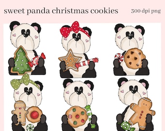 Panda PNG, Christmas Gingerbread, Xmas Cookies, Holiday Candy, DIY Gift for Her, Exclusive Clipart, Instant Download Commercial Use Clip Art