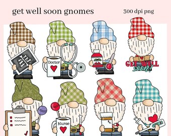 Get Well  Gnomes Clipart, Nurse Gnome, Doctor, Medical Chart, & Medicine, Create Greeting Cards, Tags, Mugs, Tumblers, #1 Nurse or Doc