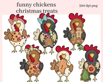 Funny Chicken PNG, Christmas Treat, Xmas Tree, Holiday Candy, DIY Gift for Her, Exclusive Clipart, Instant Download, Commercial Use Clip Art