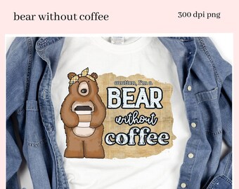Caution I'm A Bear Without Coffee Clipart, Java Lovers Gift, T-Shirts, Hoodies, Tumblers & Mugs,  DIY Coffeeshop Wall Decor,  Barista Gifts