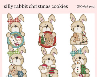 Rabbit PNG, Snowman, Snowmen, Xmas Cookies, Holiday Candy, DIY Gift for Her, Exclusive Clipart, Instant Download Commercial Use Clip Art