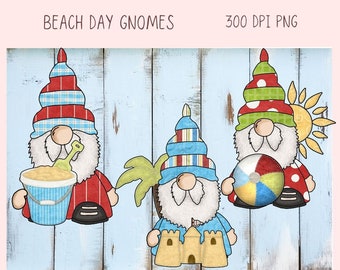 beach gnome png designs for tumblers, sunny gnome png files for sublimation for kids shirts, vacation gnome sublimation designs for bags