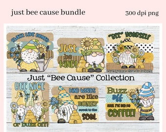 bee gnome png bundle for stickers, sweet like honey png files for sublimation for tumblers, bee yourself sunflower gnome png designs for