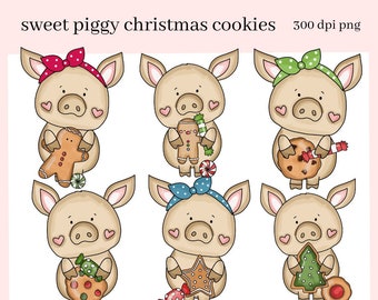 Pig PNG, Christmas Treats, Xmas Cookies, Holiday Candy, DIY Gift for Her, Exclusive Clipart Instant Download, Commercial Use Clip Art