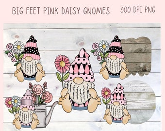 flower gnome png designs for cups, cute gnome sublimation designs for mugs, pink daisy png files for shirts for women, digital scrapbook
