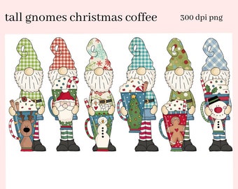 Tall Gnomes PNG, Christmas Coffee, Holiday Mugs, Reindeer, DIY Gift for Her, Instant Download, Exclusive Clipart, Commercial Use Clip Art