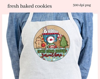 Fresh Baked Cookies PNG, Served Here, Hot Cocoa Mug, Gingerbread, Xmas Tree, DIY Gift for Her, Instant Download, Commercial Use Clip Art