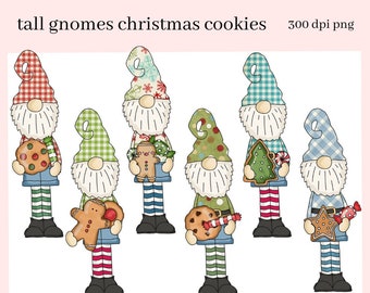 Tall Gnomes PNG, Christmas Cookies, Gingerbread, Tree, DIY Gift for Her, Instant Download, Exclusive Clipart, Commercial Use Clip Art Set