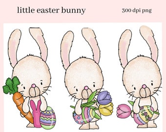 Easter Bunny Clipart, Clip Art for Kids, Commercial Use Art, Easter PNG Files, PNG Files for Stickers, DIY Gift for Her, Colored Eggs
