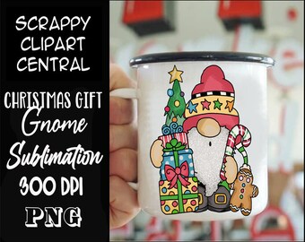 Christmas Gift Gnome Sublimation Clipart, Christmas Presents, Gingerbread Cookie, Candy Cane, Instant Download, Digi Scrap, Commercial Use