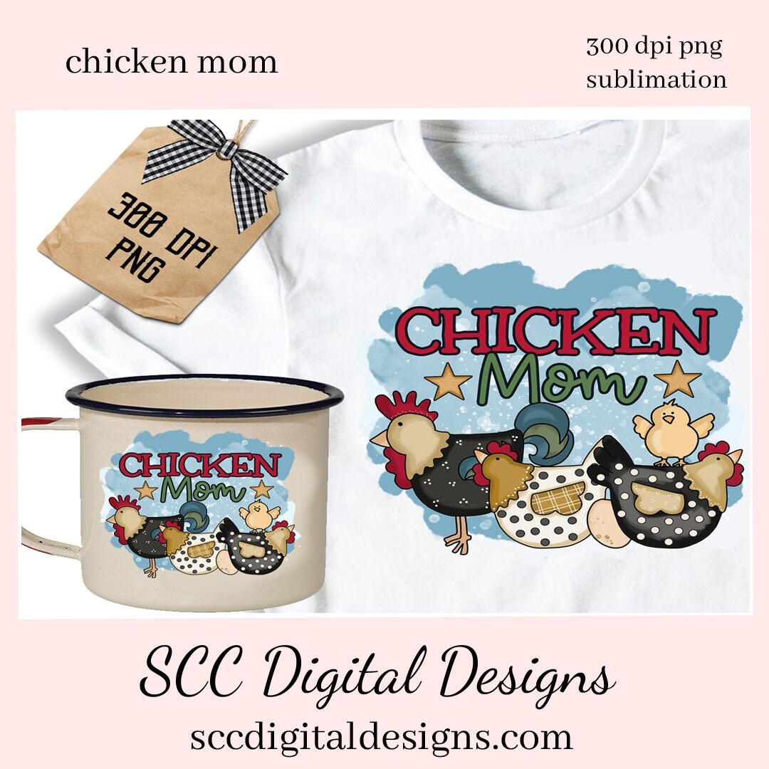 Chicken Mom Sublimation Clipart, Polka Dot Chicks, Farmhouse Kitchen ...