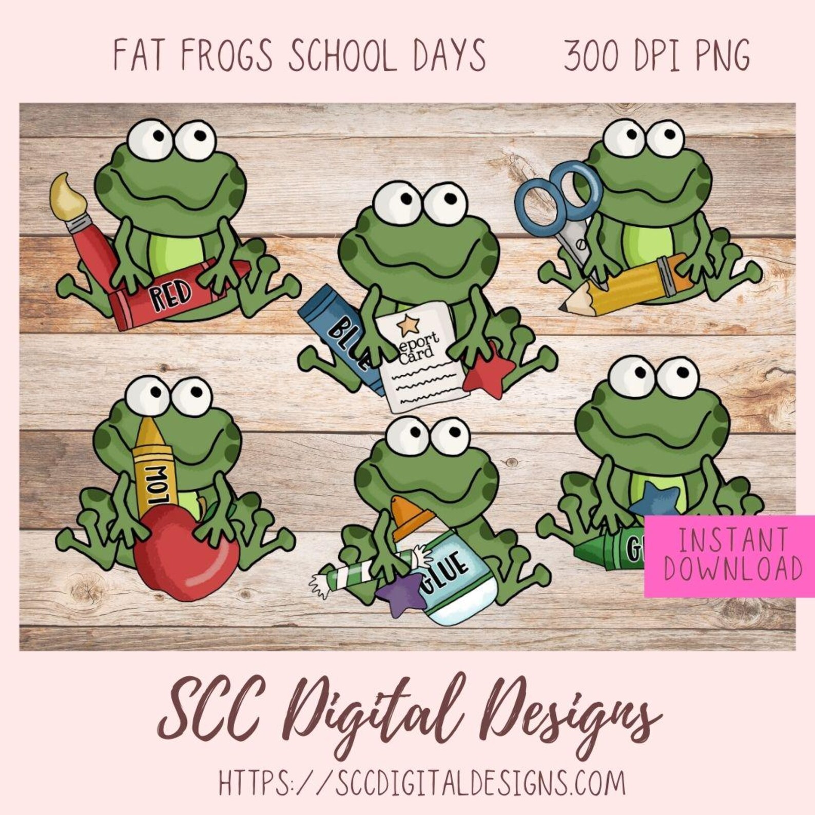 School Days Clipart, Fat Frogs School Supplies Crayons, Glue, Report ...