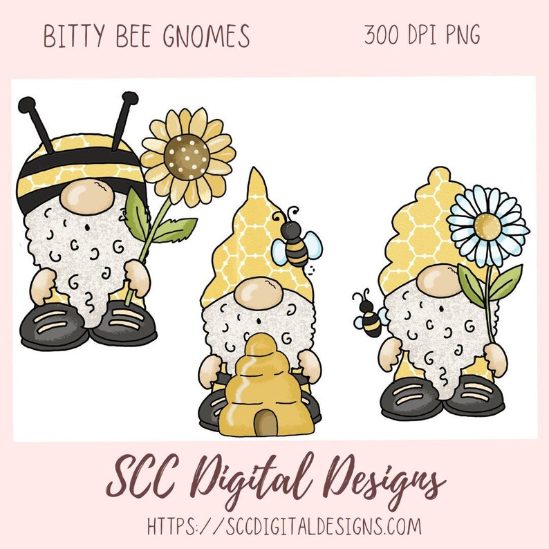 honey bee gnome png designs for cups, bumble bee gnome png files for kids shirts, sunflower gnome sublimation designs for shirts png clipart image 1