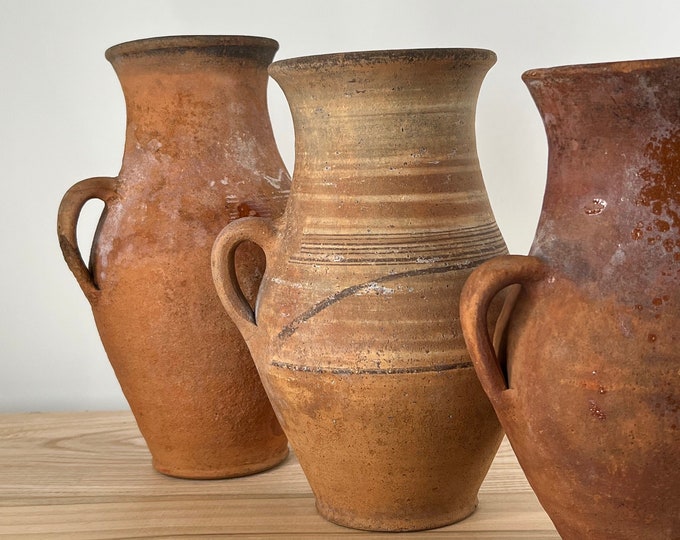 Antique Terracotta Vase Terracotta Vases With Handle Vintage Floral