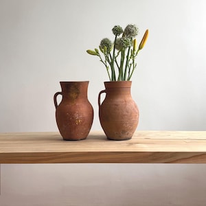 Antique Terracotta Vase, Terracotta vases with Handle, Vintage Floral Vase,  Terracotta Vases for Flowers, Dried Flowers Coarse Pottery