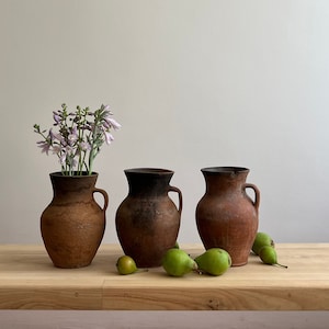 Ancient clay pot, Antique clay vessel, Rustic ceramic bowl, Pottery jug, Primitive rustic earthenware, Home decor, Earthenware, Hand-made