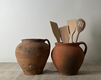 Pot en argile antique, récipient en argile antique, bol en céramique rustique, pichet en poterie, faïence rustique primitive, décoration d'intérieur, faïence, fait main