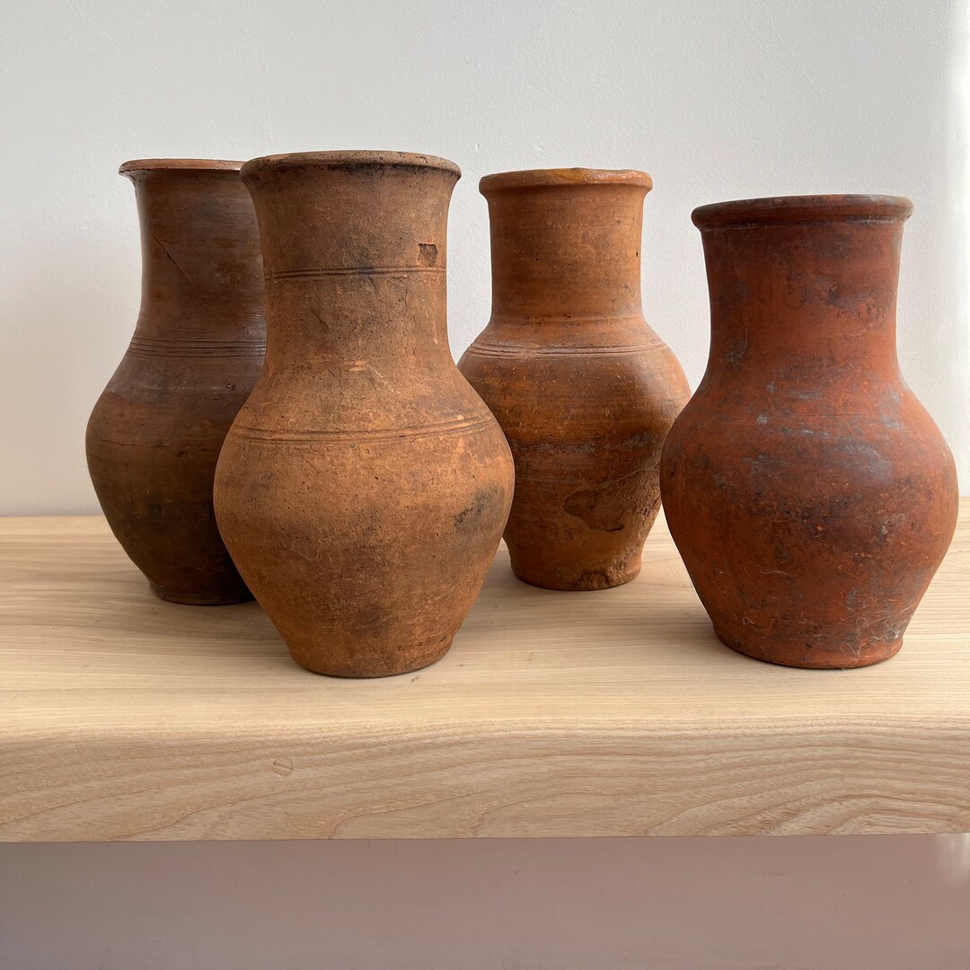 Terracotta Clay Vase Vintage Terracotta Vase Brown Clay Pot Etsy