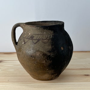 Ancient clay pot, Antique clay vessel, Rustic ceramic bowl, Pottery jug, Primitive rustic earthenware, Home decor, Earthenware, Hand-made
