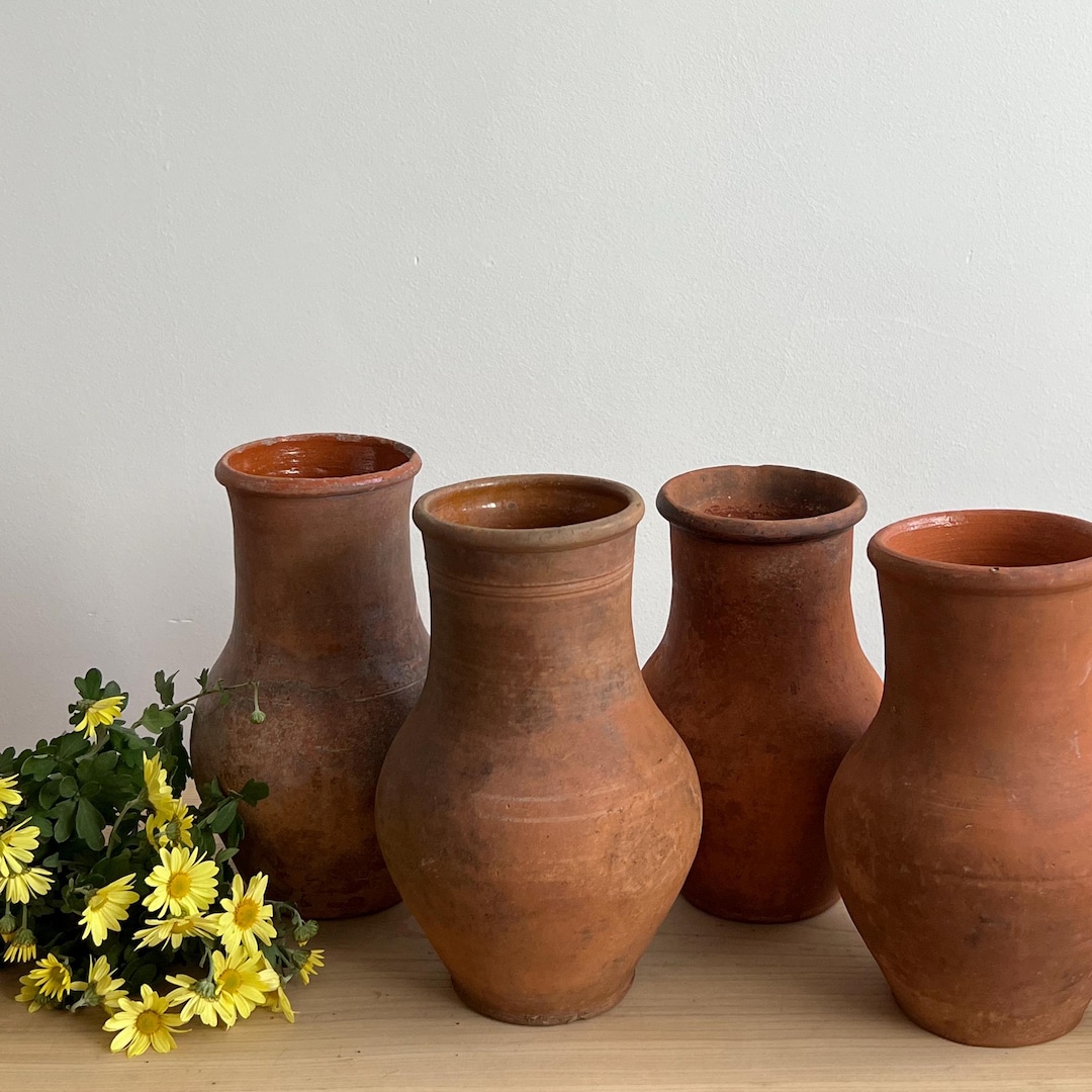 Antique Terracotta Vase Terracotta Vases With Handle Vintage Floral