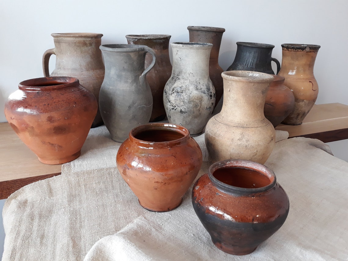 Ancient clay pot Antique clay vessel Rustic ceramic bowl Etsy