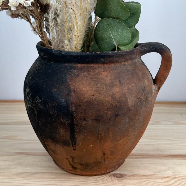 Ancient clay pot, Antique clay vessel, Rustic ceramic bowl, Pottery jug, Primitive rustic earthenware, Home decor, Earthenware, Hand-made