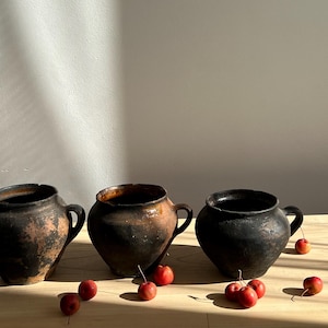Ancient clay pot, Antique clay vessel, Rustic ceramic bowl, Pottery jug, Primitive rustic earthenware, Home decor, Earthenware, Hand-made
