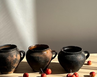 Ancient clay pot, Antique clay vessel, Rustic ceramic bowl, Pottery jug, Primitive rustic earthenware, Home decor, Earthenware, Hand-made
