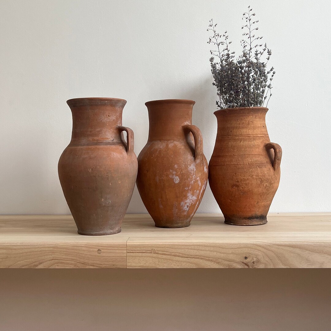 Antique Terracotta Vase Terracotta Vases With Handle Vintage Etsy