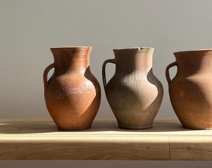 Antique Terracotta Vase Terracotta Vases With Handle Vintage Floral