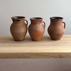 Vintage Terracotta Clay Vase | Handmade Ukrainian Pottery | Wabi-Sabi Aged Clay Pot | Mid-Century Farmhouse Decor | Unique Home Accent