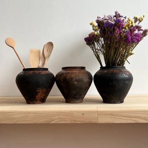 Ancient clay pot, Antique clay vessel, Rustic ceramic bowl, Pottery jug, Primitive rustic earthenware, Home decor, Earthenware, Hand-made