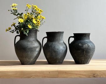 Ancient clay pot, Antique clay vessel, Rustic ceramic bowl, Pottery jug, Primitive rustic earthenware, Home decor, Earthenware, Hand-made