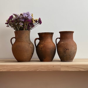 Ancient clay pot, Antique clay vessel, Rustic ceramic bowl, Pottery jug, Primitive rustic earthenware, Home decor, Earthenware, Hand-made