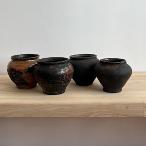 Ancient clay pot, Antique clay vessel, old black vessel, black pot, Home decor, Hand-made