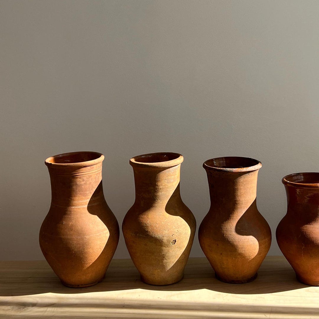 Antique Terracotta Vase Terracotta Vases With Handle Vintage Floral