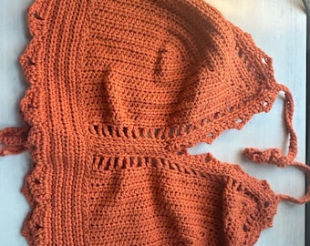 Burnt Orange Handmade Ren Faire Crop Top Size XXL