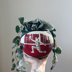 Grant Hill Basketball Planter/ Mini Basketball with Stand / Vintage Basketball / Basketball / Basketball Planter / Indoor Planter