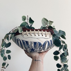 Dallas Cowboys Football / Cowboys Football/Football Planter with Stand / Indoor Planter / Football Decor / Football Gift / Vintage Cowboys