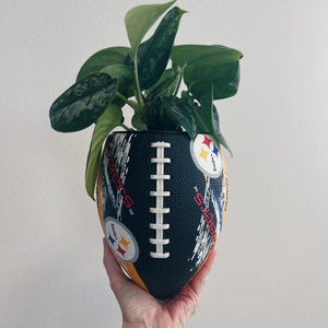 Pittsburg Steelers Football /  Football Planter / Football Planter with Stand / Indoor Planter / Vintage Football / Steelers Football